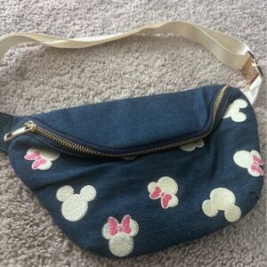 Denim Disney Embroidered Fanny Pack